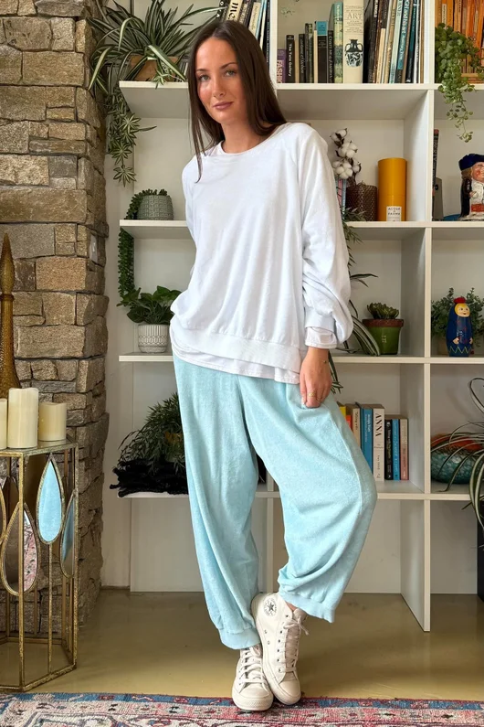 Terry B Relaxed Tapered Jogger Turquoise